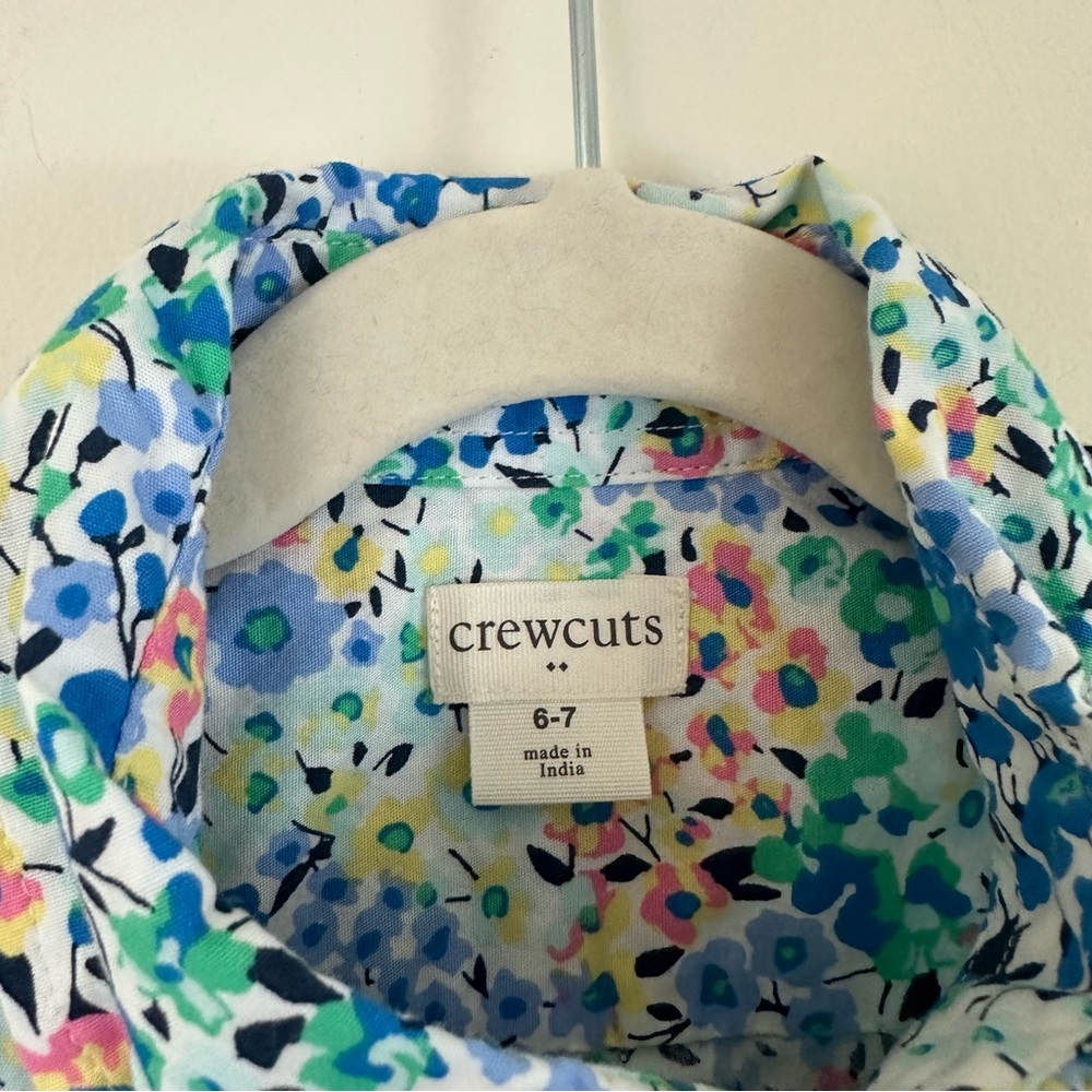 Crewcuts Colorful Floral Short Sleeve Button Up Size 6-7 Boys - Picture 3 of 4